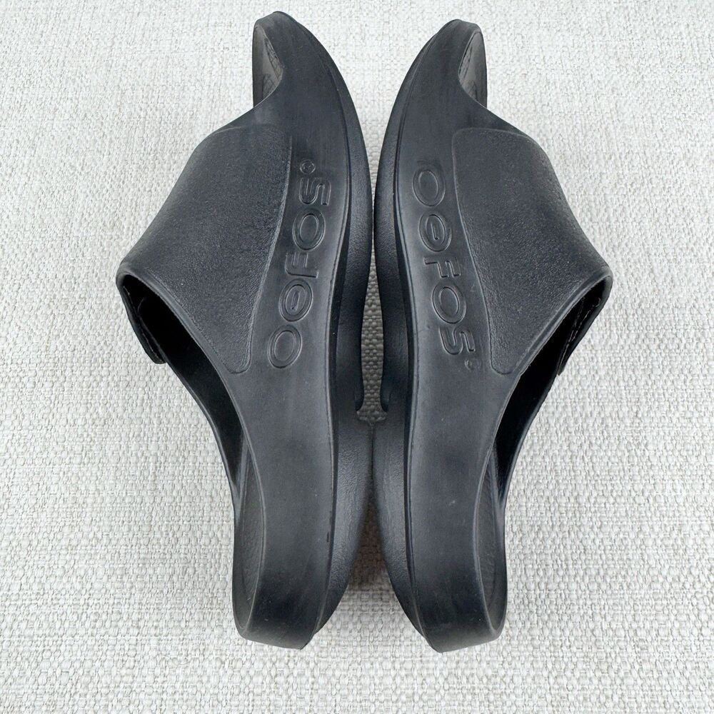OOFOS OOAHH Sport Flex Slides Black Recovery Sandals Shoes - Picture 7 of 16